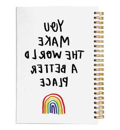Spiraal Notebook Journal - Notitieboek Agenda - Schrijven en Notities - Inspirerend Citaat - 14 x 21 cm - Aquarel Regenboog