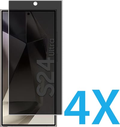 Screenprotector Geschikt Voor: Samsung Galaxy S24 Ultra - Privacy Full Screenprotector 4x - screen protector - volledige glas - bescherming - beschermglas - Anti Spy - ZT Accessoires