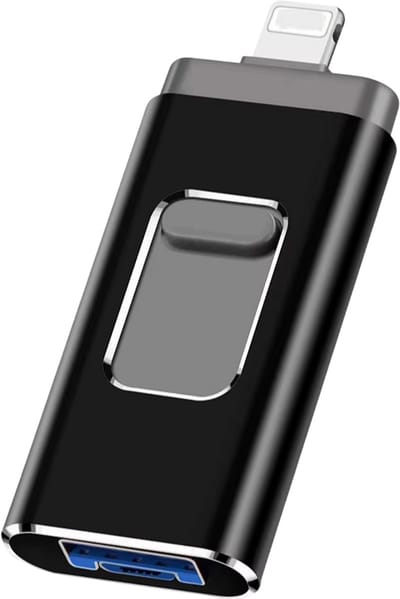 USB Flash Drive 64GB USB 3.0 Geheugenstick – Externe Opslag, geschikt voor iPhone, Telefoon, Android, Type-C & Windows 4-in-1 USB Stick - Zwart