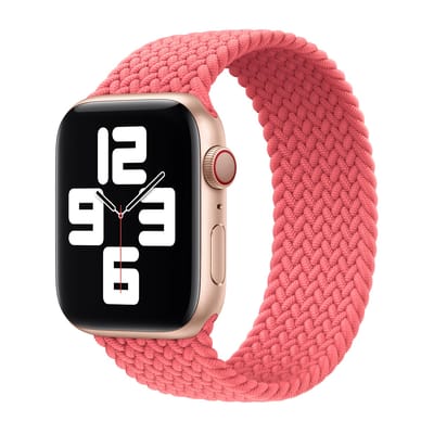 Apple Gevlochten solobandje voor de Apple Watch | 44/45/46/49 mm - Maat 4 - Pink Punch