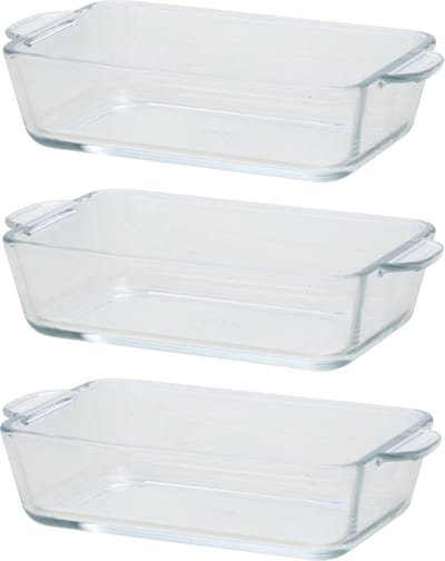 Rechthoekige glazen kleine ovenschaal - 3x - 500 ml - 16 x 11 x 4,5 cm - Ovenschotel schalen - Serveerschalen