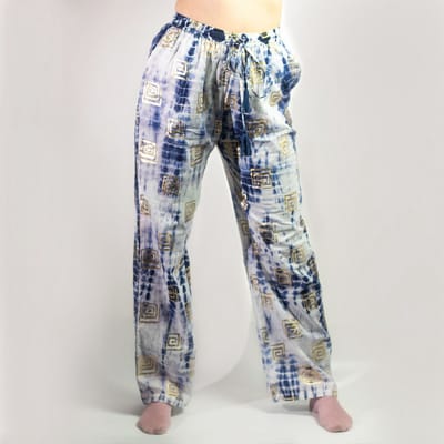 Nomad Sari On the Med Collection - Loungebroek - Goud & Blauw Grieks Motief - Handbeschilderd (Maat: L)