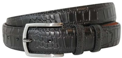 Heren Riem Croco Leer Zwart - Riemmaat 95 - Leren riem - Luxe Herenriem - Kroko riem - Italiaanse riem handgemaakt