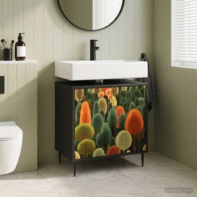 vidaXL - Badkamerkast - ZAANDAM - Zwart - eiken - 60 - x - 40 - x - 61 - cm - Bewerkt - hout