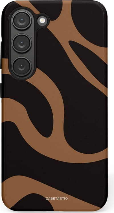 Casetastic Hoesje Geschikt voor Samsung S23 - Stijlvolle Beschermende Duo-layer Case - Chocolade Golven