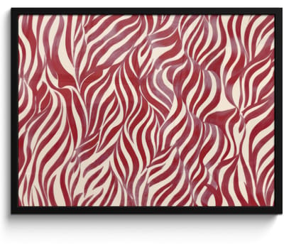 Poster in lijst - Fotolijst 70x50 cm - Posters - Golvende vormen - Abstract - Rood - Posterlijst zwart - Decoratie - Wanddecoratie woonkamer - Muurdecoratie slaapkamer