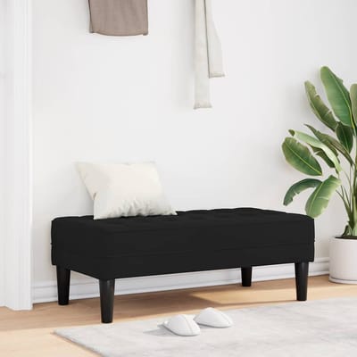 vidaXL - Bank - met - kussen - Zwart - 113 - x - 57 - x - 39 - cm - Fluweel
