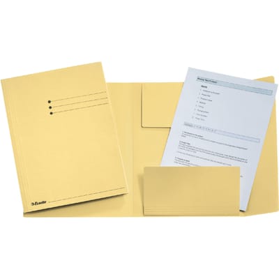 Dossiermap Esselte folio 3 kleppen manilla 275gr geel