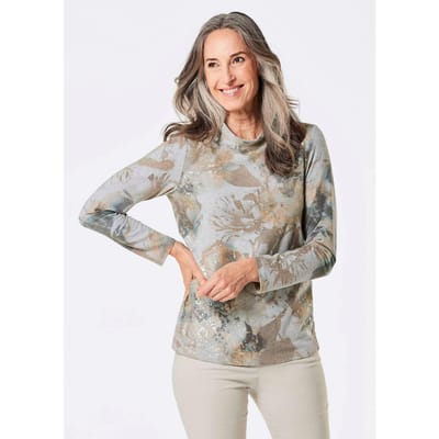 Sweatshirt met een opstaande kraag - grijs / gemêl. - Gr. 20 van Goldner Fashion
