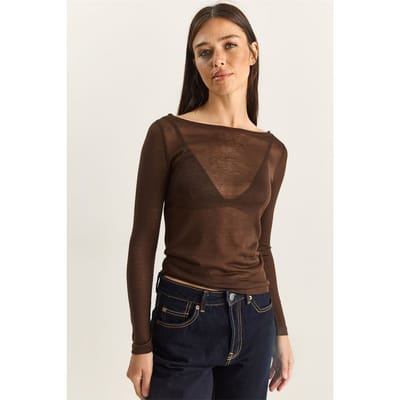 Crew Neck Basis Transparant Top