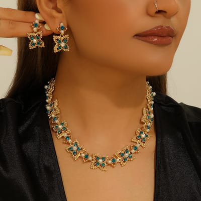 Sieradenset / Nieuwe Chinese stijl pastorale mode bloemenketting en oorbellen set