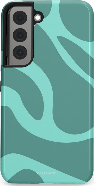 Casetastic Hoesje Geschikt voor Samsung S22 - Stijlvolle Beschermende Duo-layer Case - Aqua Golven