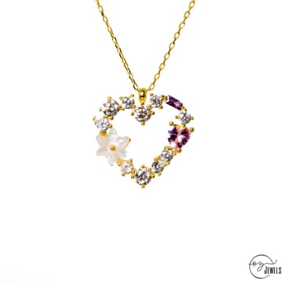 OZ Jewels – Hartpassie Magnolia Ketting – Goudkleur – Zirkonia – Dames