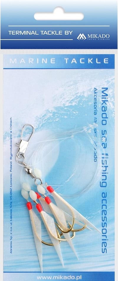 Mikado Haring Onderlijn – Sabiki Rig – Fish Skin – 5 Haken 2/0 – Holo 03 – Zeevis