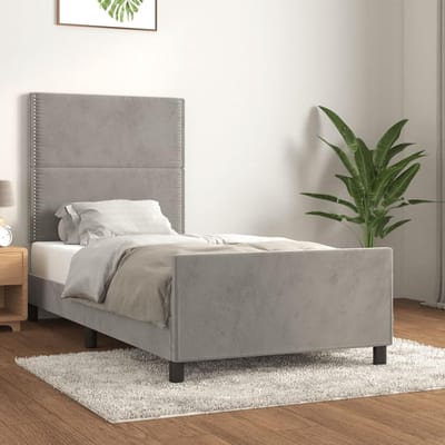 Bedframe met hoofdbord - Basis voor matras - Rustgevende slaap - In hoogte verstelbaar hoofdeinde - 80x200 cm - Lichtgrijs