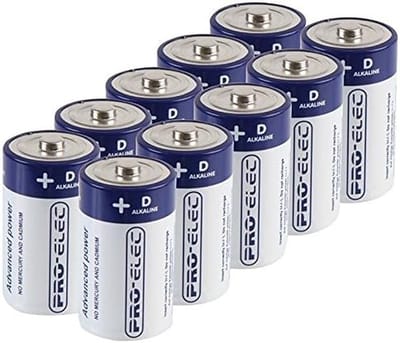 Batterijen - D-formaat - Apparaten Voeden - 5 Jaar Houdbaarheid - 10 Stuks - Grijs