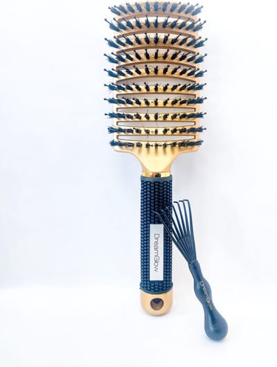DreamGlow – Bundel Anti-klit Haarborstel – Detangle Brush & Cleaner Brush – Goud