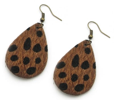 Oorbellen - luipaard - tijgerprint - imitatie bont - druppel - lichtgewicht hanger - bruin - zwart