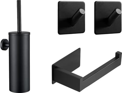 XIVADA Toiletset Zwart - Toilet Accessoires 4-delig - Badkamer accessoires Wc
