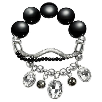 Behave - Armband zwart elastiek - Glam stijl avondlook sierkralen