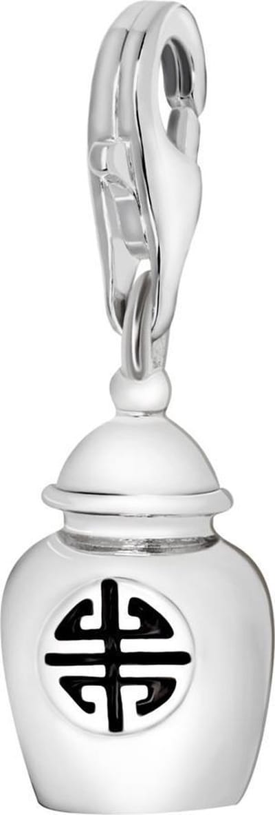 Quiges – 925 - Zilver – Charm - Bedel - Hanger - 3D Shou Vaas - met – sterling - zilver - karabijnslot - geschikt - voor -Bedelarmband HC158