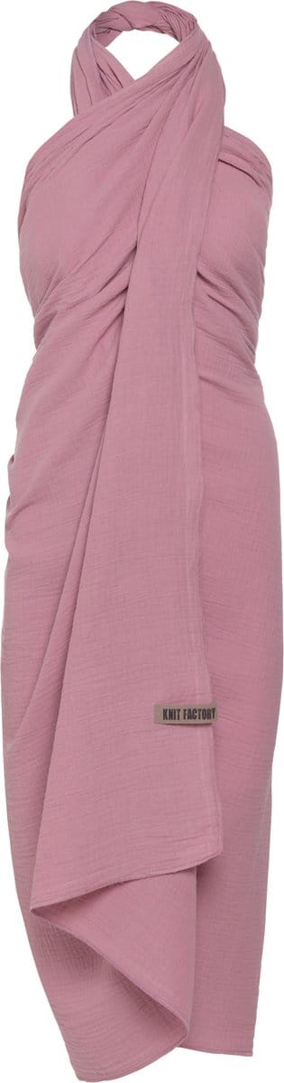 Knit Factory Liv Pareo - XL Sjaal - Sarong - Stranddoek - Strandlaken - Strandjurk voor Dames - Lila - Duurzaam & Milieuvriendelijk - 100% Biologisch katoen