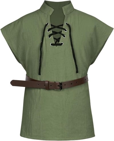 Middeleeuws Kostuum voor Kinderen met Kantjes, Piratenhemd en Riem - Perfect voor Halloween en Carnaval