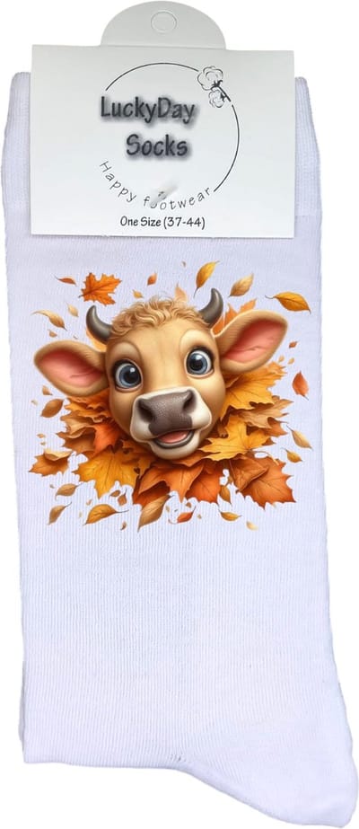 Stier - Koe - Opkikker - Grappige sokken - Valentijns cadeau - Verjaardag cadeau - Grappig - Bruine koe - Leuke sokken - Vrolijke sokken - Herfst - Schattig - Kerst Sokken - Vaderdag - Moederdag - Kerstcadeau - Socks die Happy maken - 37-44