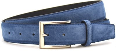 Suede Pantalon Riem - Heren riem - Jeans & Pantalon riem - Blauwe suède riem - Riemmaat 105 cm - Totale lengte 120 cm