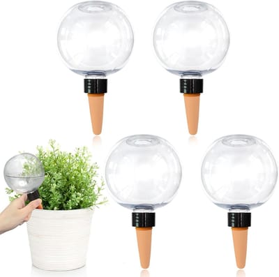 SnelShoppen - Bewateringsballen voor Planten - 4 Stuks - 500 ml Waterdispenser - Transparante Klei Irrigatieballen - Zelfbewatering voor Potplanten -