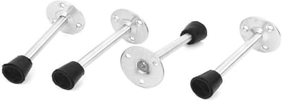 Deurstopper Set - Deurhouder Muur - Deuren Open Houden - Roestvrij Staal - 120mm Lengte - Zilver Zwart