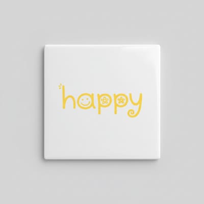 Happy Tegel 15×15 cm – Minimalistisch Geel Smiley Design Keramische Wandtegel – Positief Aesthetic Home Decor Cadeau
