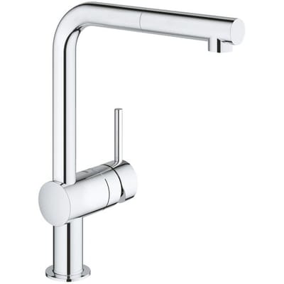GROHE Minta Keukenkraan - L-uitloop - 360° draaibereik - Met uittrekbare handdouche - Chroom