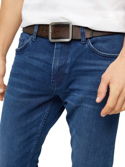 Tom Tailor - TTTED leren riem met vierkante gesp - Maat 80 - brown uni
