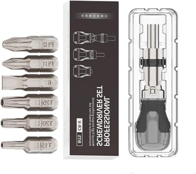 Ratel Schroevendraaier - Verstelbare Set - Klus Reparatie - 180 Graden Flexibel - 7-in-1 - Zwart