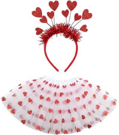Carnaval Kostuum voor Vrouwen met Tutu Rok en Rode Hart Haarband voor Feest en Cosplay
