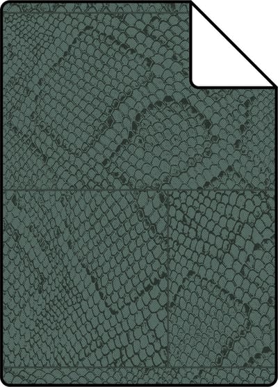 Proefstaal Origin Wallcoverings behang tegelmotief met slangenprint petrolblauw - 26,5 x 21 cm - 347788-S