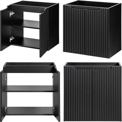 Wastafelonderkast met wastafelblad Newport 60x60x40 cm zwart en eikenkleurig [en.casa]