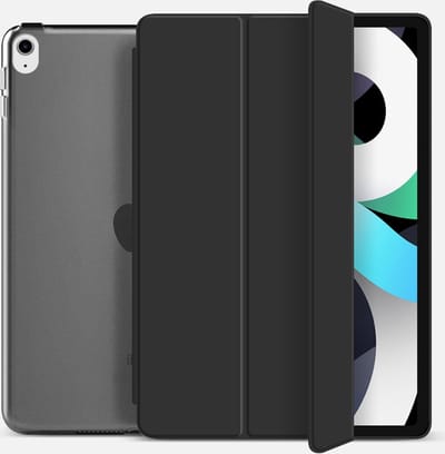 geschikt voor iPad Air Folio Hoesje | geschikt voor iPad Air 4 (2020) | geschikt voor iPad Air 5 (2022) | Smart Cover | Hard Back Case | geschikt voor iPad Air Case met standaard zwart