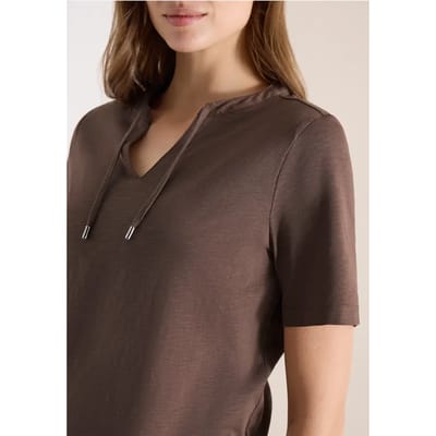 Shirt met korte mouwen en gespleten hals