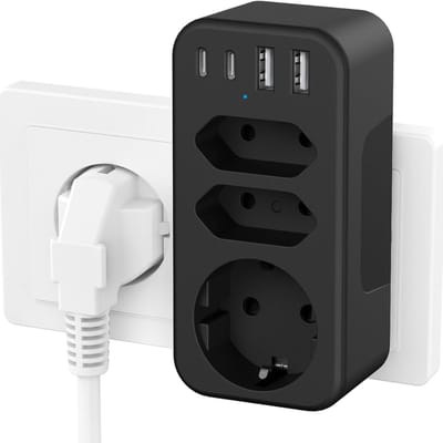 MRKK® Dubbele Stekker voor Stopcontact - Tweeweg Stekker - Verdeelstekker - Stopcontact Splitter - Zwart