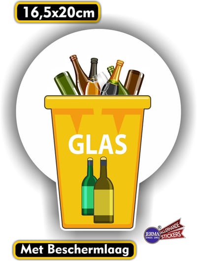 Jerma - Glas - Recycling - Sticker - 16.5x 20 cm - Vinyl - Zelfklevend - Weerbestendig - Krasvrij
