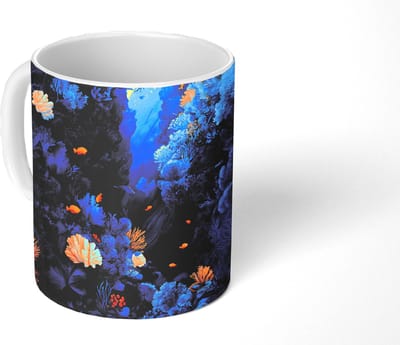 Mok - Koffiemok - Koraalrif - Vissen - Oceaan - Blauw - Mokken - 350 ML - Beker - Koffiemokken - Theemok