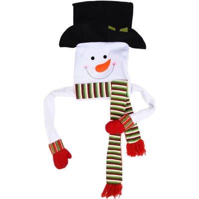 Sneeuwpop Kerstboom Decor Sneeuwman Topper Ornament voor Huis Kerstversiering black