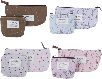 NTHProducts - Cosmetic Bag - Toiletry Bag - Duurzaam Canvas - Klein Formaat - Mini Zipper Bag - Perfect voor Reis - Beschikbaar in 4 Kleuren