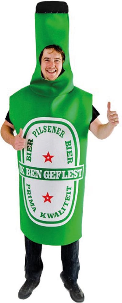 KIMU® Bierfles Pak Foam Kostuum Groen - One Size - Bierpak Schuim Fles Groene Heineken Bierflespak Vrijgezellenfeest Oktoberfest Bierfeest Festival