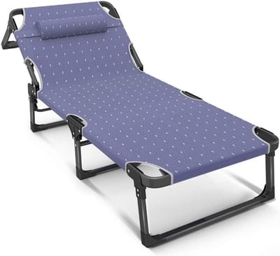Opvouwbare Ligstoel - Tuinstoel Lounger - Ontspannen Buiten - 4 Verstelbare standen - 194 cm Lang - Grijs