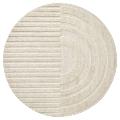 Brinker Carpets Monza Girare Light Grey 815 Vloerkleed - Ø 200 cm - Grijs - Rond - Viscose, Wol - Eetkamer, Woonkamer - Geometrisch, Strepen - Scandinavisch, Modern