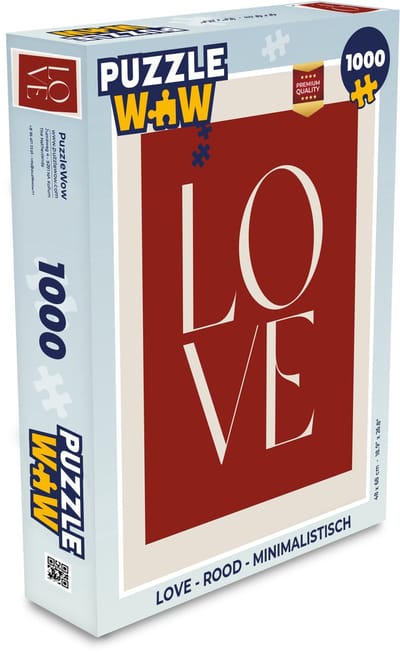 Puzzel Love - Rood - Minimalistisch - Legpuzzel - Puzzel 1000 stukjes volwassenen