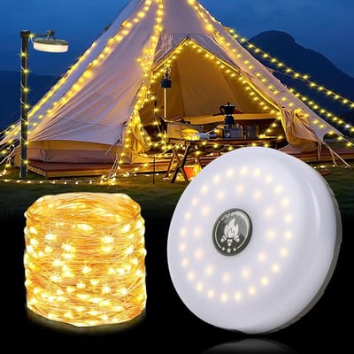 Camping Fairy Lights - Oplaadbare Waterdichte LED Sfeerverlichting met 8 Verlichtingsmodi, 10 m Tentlamp voor Kamperen, Wandelen en Buitenactiviteiten